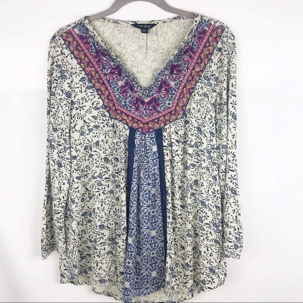 LUCKY Brand Boho Gypsy Embroidered Top XS